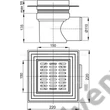 Kép 2/2 - ALCAPLAST APV12 padlóösszefolyó 150 × 150/110 mm vízszintes, rozsdamentes rács, karima a 2.szintű szigeteléshez, vizes bűzzára