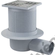 Kép 1/2 - ALCAPLAST APV31 padlóösszefolyó 105 × 105/50 mm vízszintes, rozsdamentes rács, kombinált SMART bűzzár