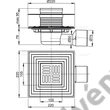 Kép 2/2 - ALCAPLAST APV3344 padlóösszefolyó 105 × 105/50/75 mm vízszintes, rozsdamentes rács, rozsdamentes szigetelés rögzítő karima a 2.szintű szigeteléshez, vizes és száraz bűzzár