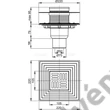 Kép 2/2 - ALCAPLAST APV4344 padlóösszefolyó 105 × 105/50/75 mm függőleges, rozsdamentes rács, rozsdamentes szigetelés rögzítő karima a 2.szintű szigeteléshez, vizes és száraz bűzzár