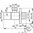 Kép 2/2 - ALCAPLAST ARV002 sarokszelep 1/2" × 3/8", szögletes