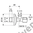 Kép 2/2 - SCHELL mosógép sarokszelep 1/2"-3/4"