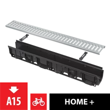 ALCAPLAST AVZ102-R102 Kültéri folyóka 100 mm műanyag peremmel és horganyzott „C“ profilú ráccsal A15