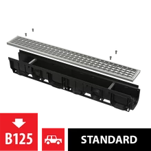 ALCAPLAST AVZ102-R103 Kültéri folyóka 100 mm műanyag peremmel és horganyzott ráccsal B125