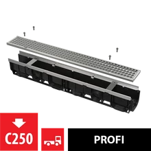ALCAPLAST AVZ103-R104 Kültéri folyóka 100 mm fém peremmel és horganyzott ráccsal C250