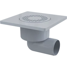 ALCAPLAST APV3 padlóösszefolyó 150 × 150/50 mm vízszintes, szürke rács, vizes bűzzár