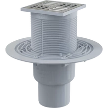 ALCAPLAST APV 2321 padlólefolyó 105 x 105/50/75 mm függőleges, rozsdamentes rács, kombinált smart bűzzár