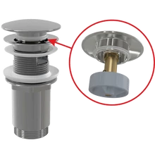 ALCAPLAST A392C CLICK/CLACK MOSDÓ LEERESZTŐ 5/4", TÚLFOLYÓVAL, FÉMBŐL, NAGY DUGÓVAL