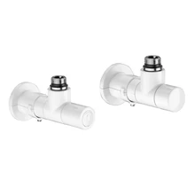 CALEFFI HIGH-STYLE termosztatikus szeleppé átalakítható radiátor szelep és visszatérő, fehér kivitelben