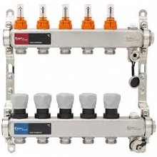 EVERLINE inox szelepes osztó-gyűjtő áramlásmennyiség-mérővel, eurokónuszos 1”x3/4” (2-12 körig)