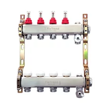 FixTrend inox szelepes osztó-gyűjtő áramlásmennyiség-mérővel, eurokónuszos 1”x3/4” (2-12 körig)