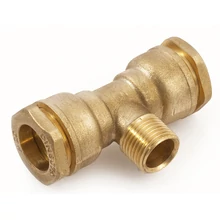 GENERAL FITTINGS réz kpe T-idom középen külső menettel tömszelencés réz szorítógyűrűvel 20-32 mm-ig (PN 16)