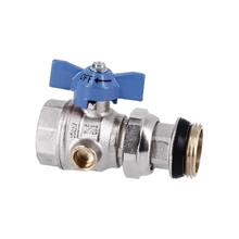 GENERAL FITTINGS nikkelezett golyóscsap külső menetes hollandival hőmérő nélkül 1" (kék)