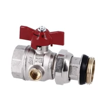 GENERAL FITTINGS nikkelezett golyóscsap külső menetes hollandival hőmérő nélkül 1" (piros)