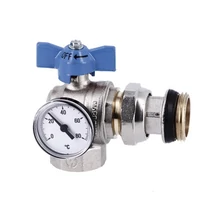 GENERAL FITTINGS nikkelezett golyóscsap sarok külső menetes hollandival hőmérővel 1" (kék)