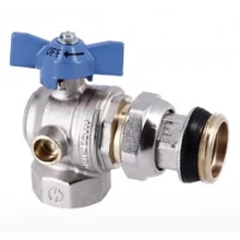 GENERAL FITTINGS nikkelezett golyóscsap sarok külső menetes hollandival hőmérő nélkül 1" (kék)