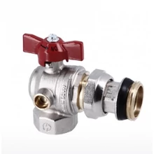 GENERAL FITTINGS nikkelezett golyóscsap sarok külső menetes hollandival hőmérő nélkül 1" (piros)