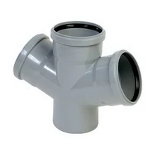 PVC lefolyó kereszt T-idom 45° (110-110-110-45°)