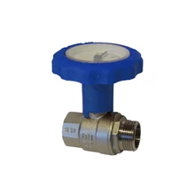 NOVASFER fix kb hőmérős golyóscsap fix külső-belső menettel, kék 1/2"-3/4"-ig (rövid kivitel)