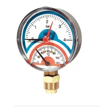 SITEM thermomanométer elzáróval, alsó csatlakozással (80 mm, 4bar)