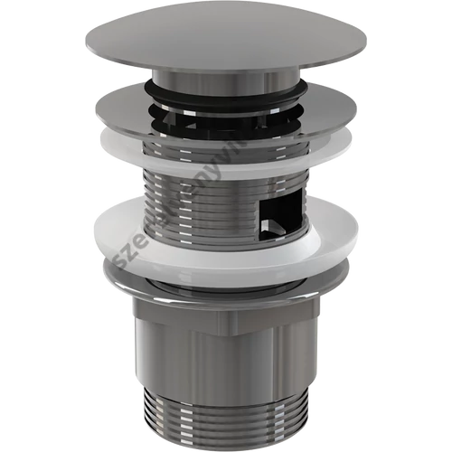 ALCAPLAST A390 CLICK/CLACK MOSDÓ LEERESZTŐ 5/4", TÚLFOLYÓVAL, FÉMBŐL, NAGY DUGÓVAL