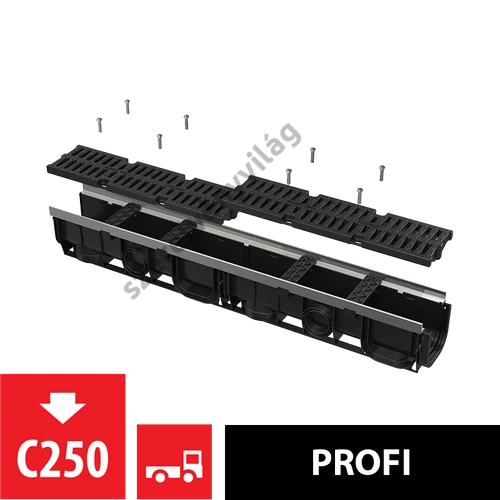 ALCAPLAST AVZ103-R403 Kültéri folyóka 100 mm fém peremmel és kompozit ráccsal C250