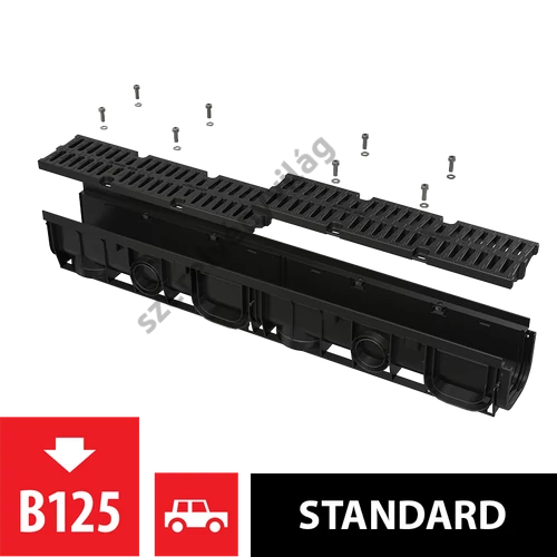 ALCAPLAST AVZ104-R402 Kültéri folyóka 100 mm műanyag peremmel és kompozit ráccsal B125