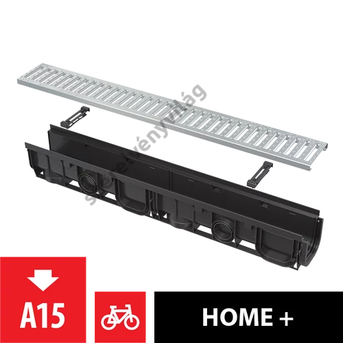 ALCAPLAST AVZ102-R102 Kültéri folyóka 100 mm műanyag peremmel és horganyzott „C“ profilú ráccsal A15