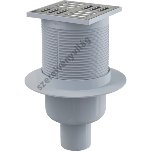 ALCAPLAST APV32 padlóösszefolyó 105×105/50 mm függőleges, rozsdamentes rács, kombinált SMART bűzzár