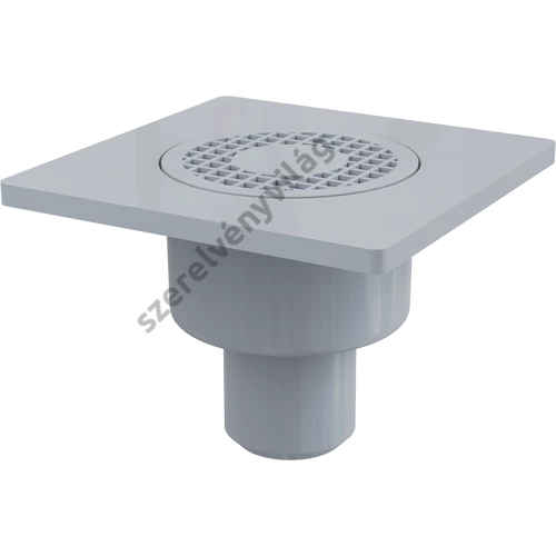 ALCAPLAST APV4 padlóösszefolyó 150 × 150/50 mm függőleges, szürke rács, vizes bűzzár