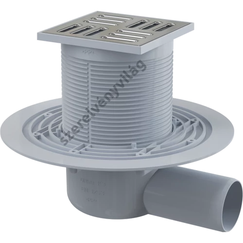 ALCAPLAST APV 1321 padlólefolyó 105 x 105/50 mm vízszintes, rozdamentes rács kombinált smart bűzzár