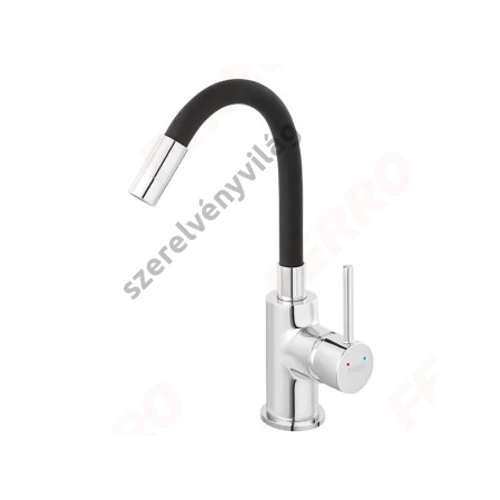 FERRO FIESTA mosdócsaptelep, álló, flexibilis kifolyócsővel, króm/fekete