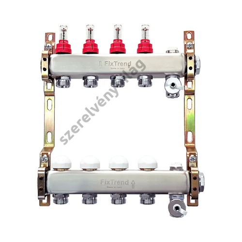 FixTrend inox szelepes osztó-gyűjtő áramlásmennyiség-mérővel, eurokónuszos 1”x3/4” (2-12 körig)