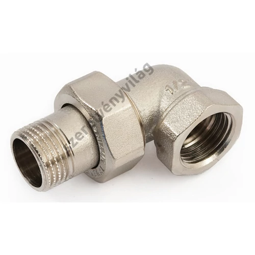 GENERAL FITTINGS nikkelezett, sarok hollandi külső-belső menettel (kb), kúpos tömítéssel 1/2"-tól 1"-ig