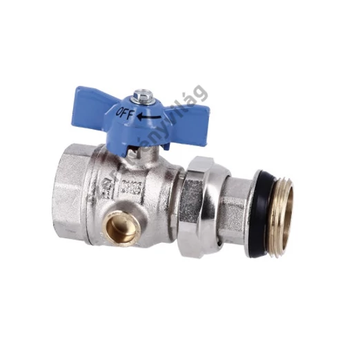 GENERAL FITTINGS nikkelezett golyóscsap külső menetes hollandival hőmérő nélkül 1" (kék)