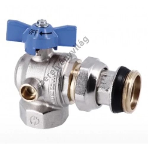 GENERAL FITTINGS nikkelezett golyóscsap sarok külső menetes hollandival hőmérő nélkül 1" (kék)