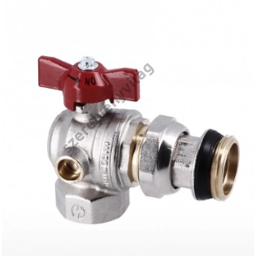 GENERAL FITTINGS nikkelezett golyóscsap sarok külső menetes hollandival hőmérő nélkül 1" (piros)