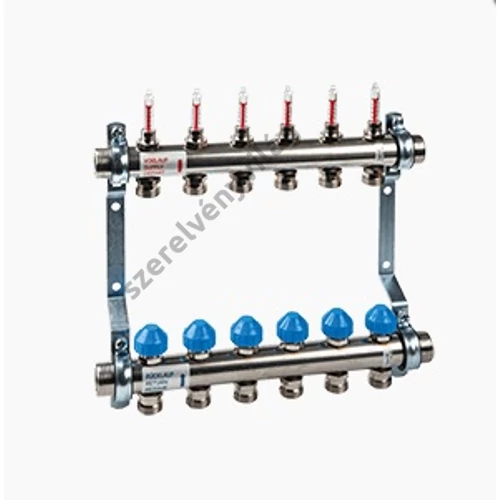 WATTS inox szelepes osztó-gyűjtő áramlásmennyiség-mérővel, eurokónuszos 1"x3/4" (2-12 körig)