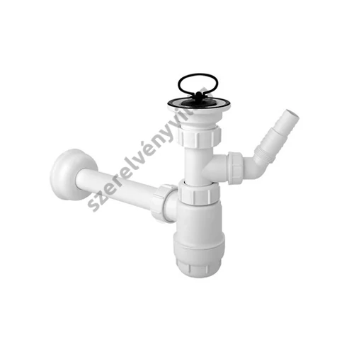 MCALPINE HC1-LWM32 műanyag búraszifon mosógép csatlakozóval, 5/4” x 40 mm, oldható leeresztőszeleppel