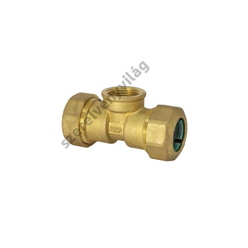 TECNOVIELLE KPE réz T-idom középen belső menettel 20-32 mm-ig
